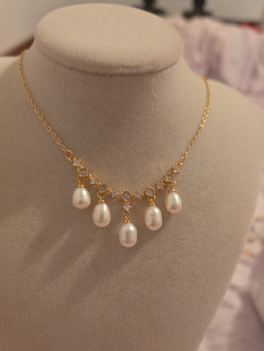 Gold Pearl Drop Necklace - Elegant White Pearl Pendant Necklace